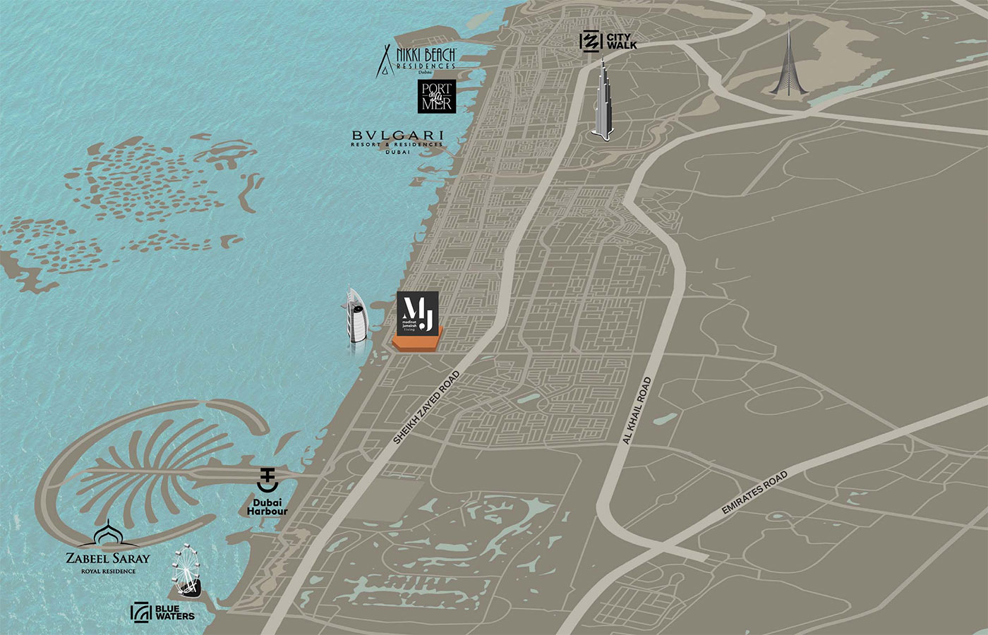 Madinat Jumeirah Living Location Map